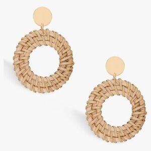 Neutral Woven Hoop Drop Earrings - Women Jewelry